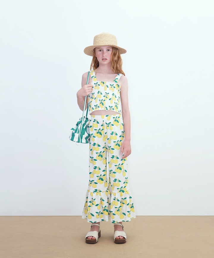 Oranges meisjes broek geel