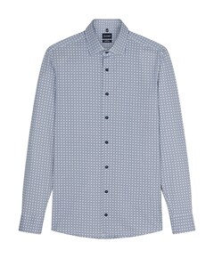 Heren overhemd lange mouw blauw