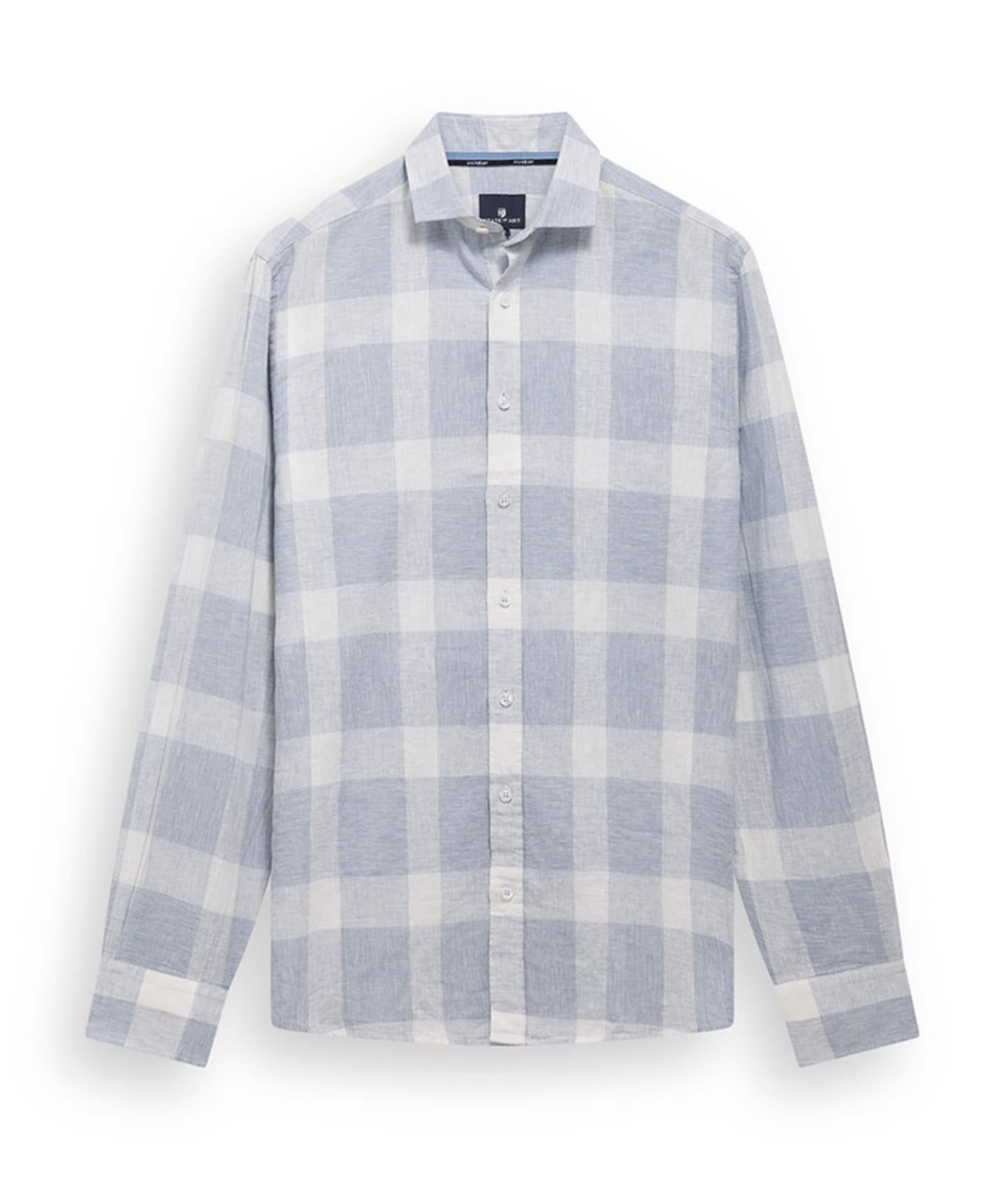 Heren overhemd lange mouw blauw