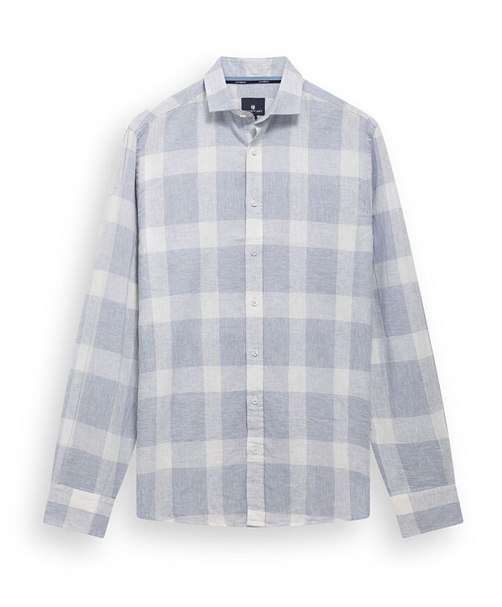 Heren overhemd lange mouw blauw