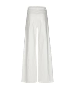 katoen effen broderie dames broek ecru