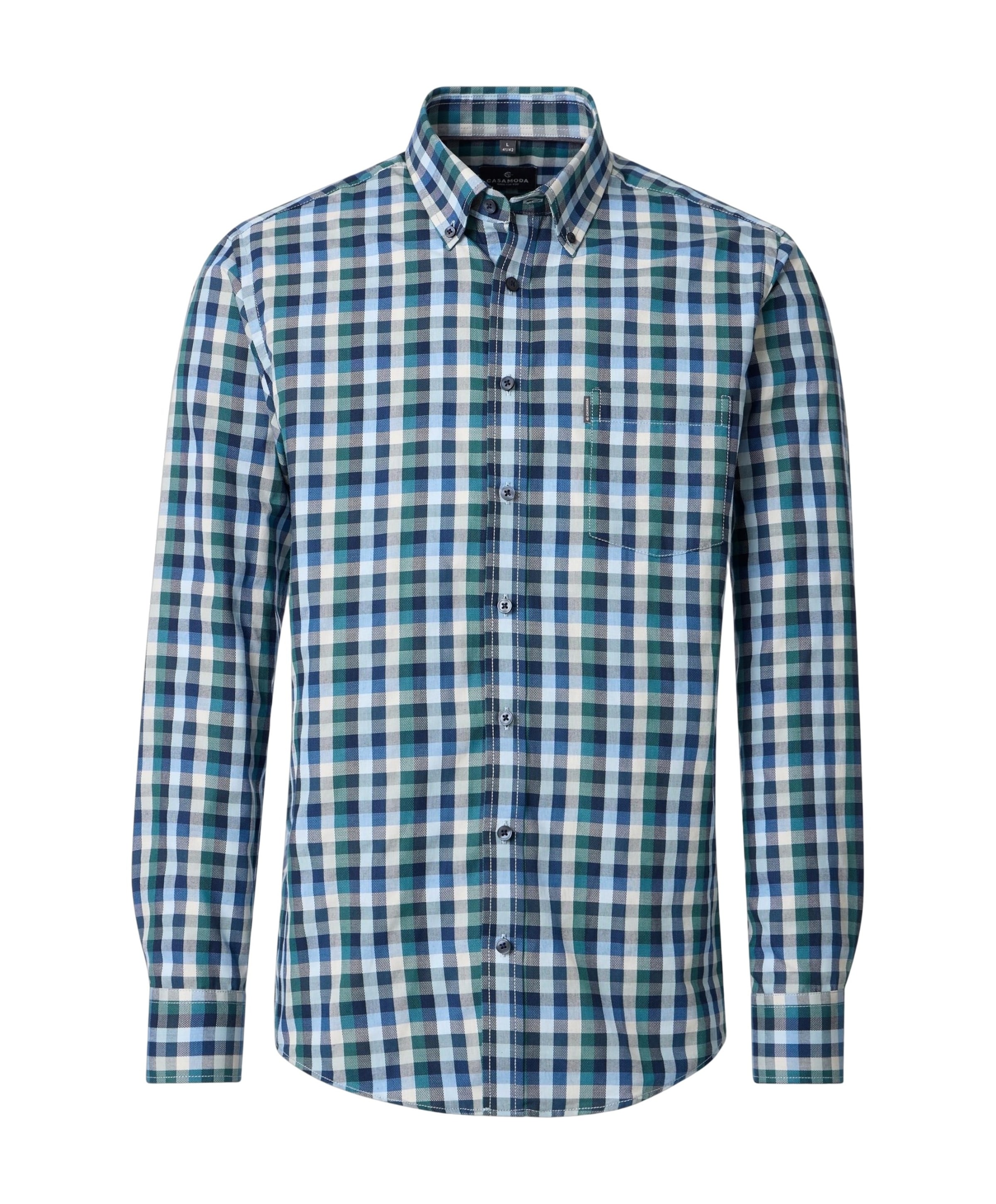 Heren overhemd lange mouw blauw