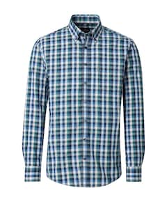 Heren overhemd lange mouw blauw