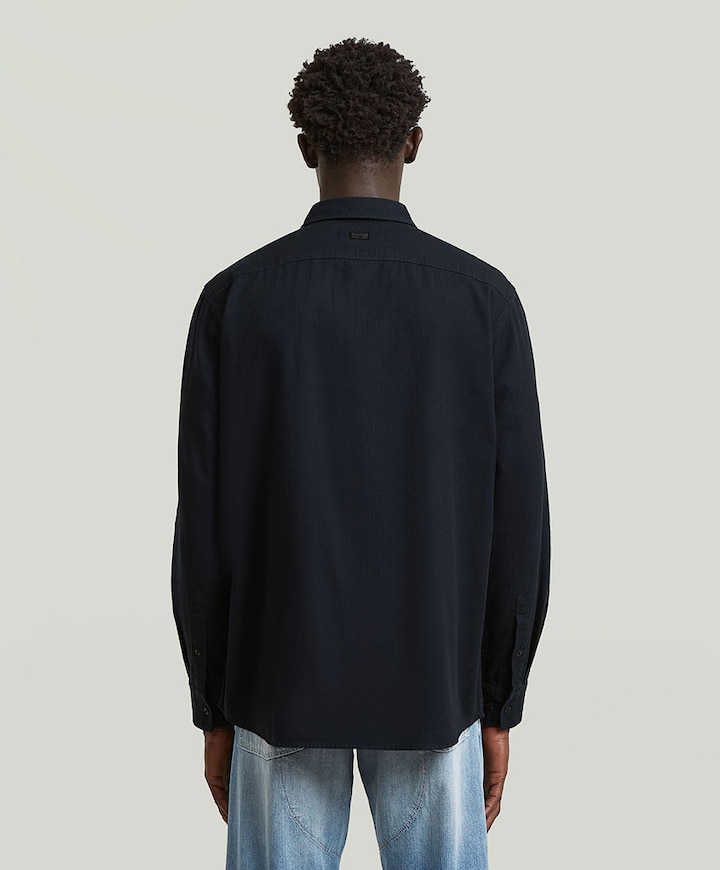 Heren overhemd lange mouw blauw