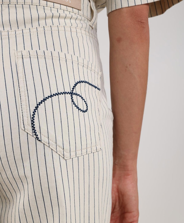 Senna Stripe dames broek ecru