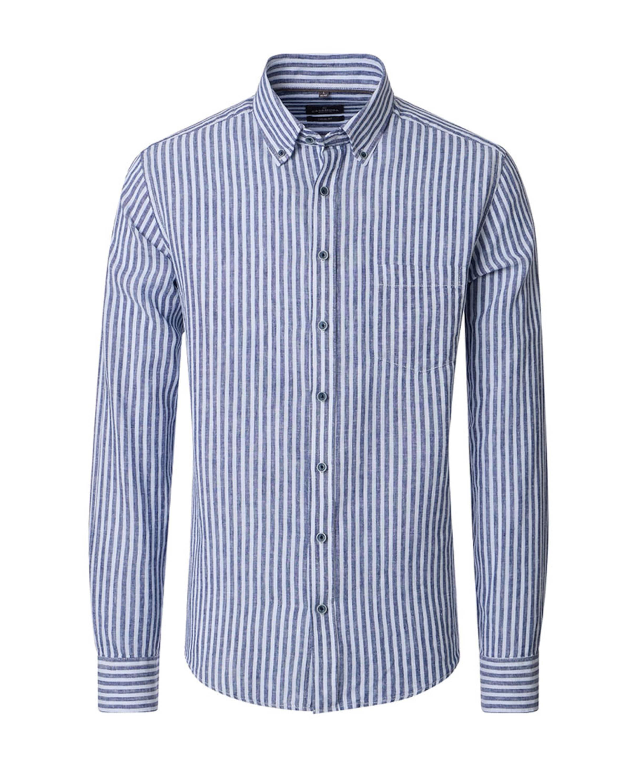 Heren overhemd lange mouw blauw