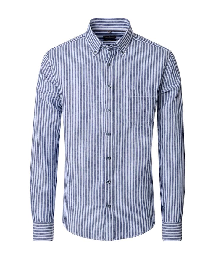 Heren overhemd lange mouw blauw