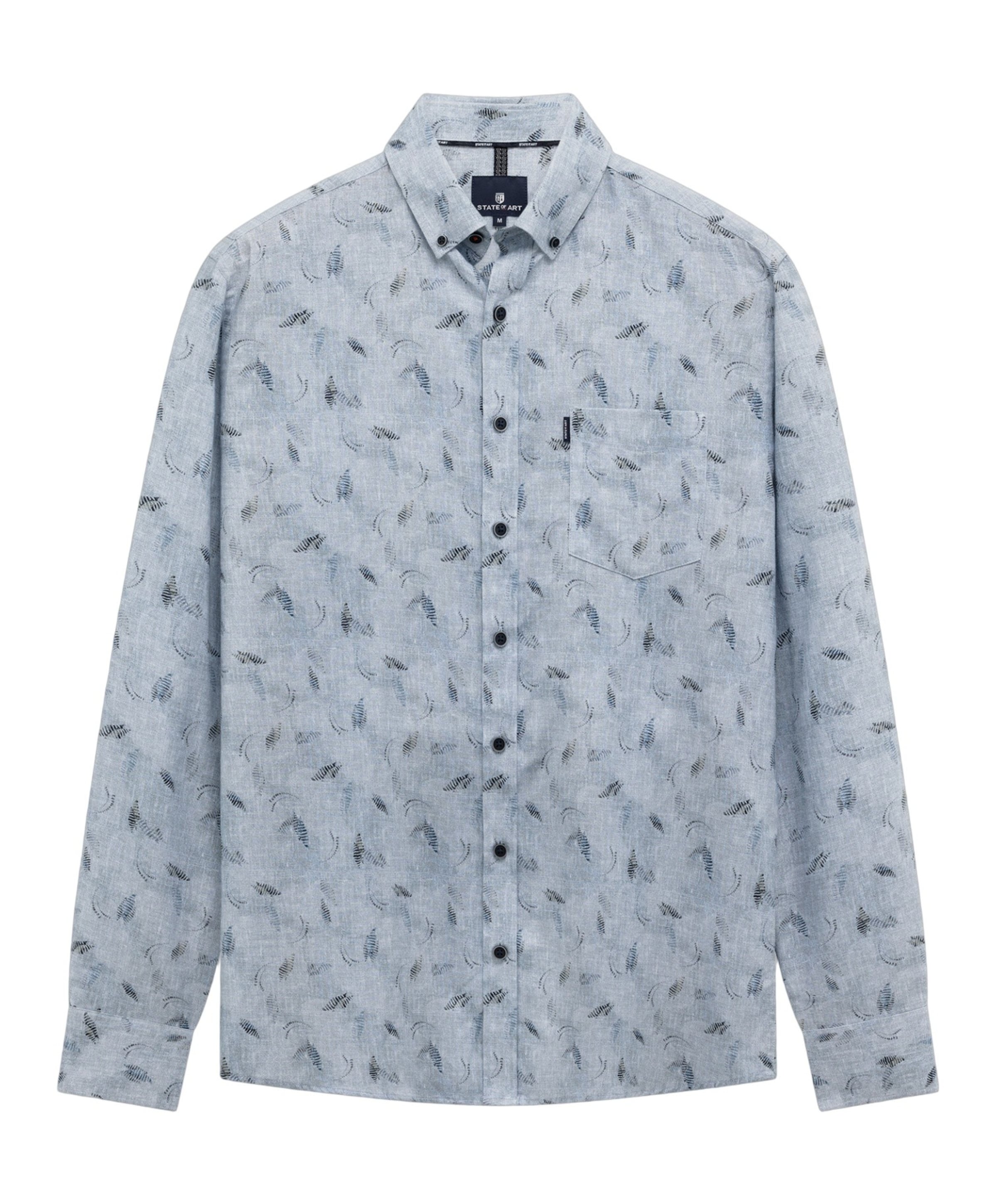 Heren overhemd lange mouw blauw