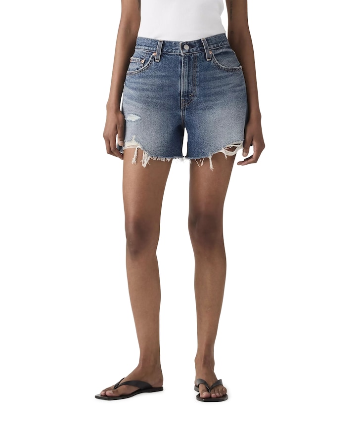 Ribcage zip dames korte broek blauw