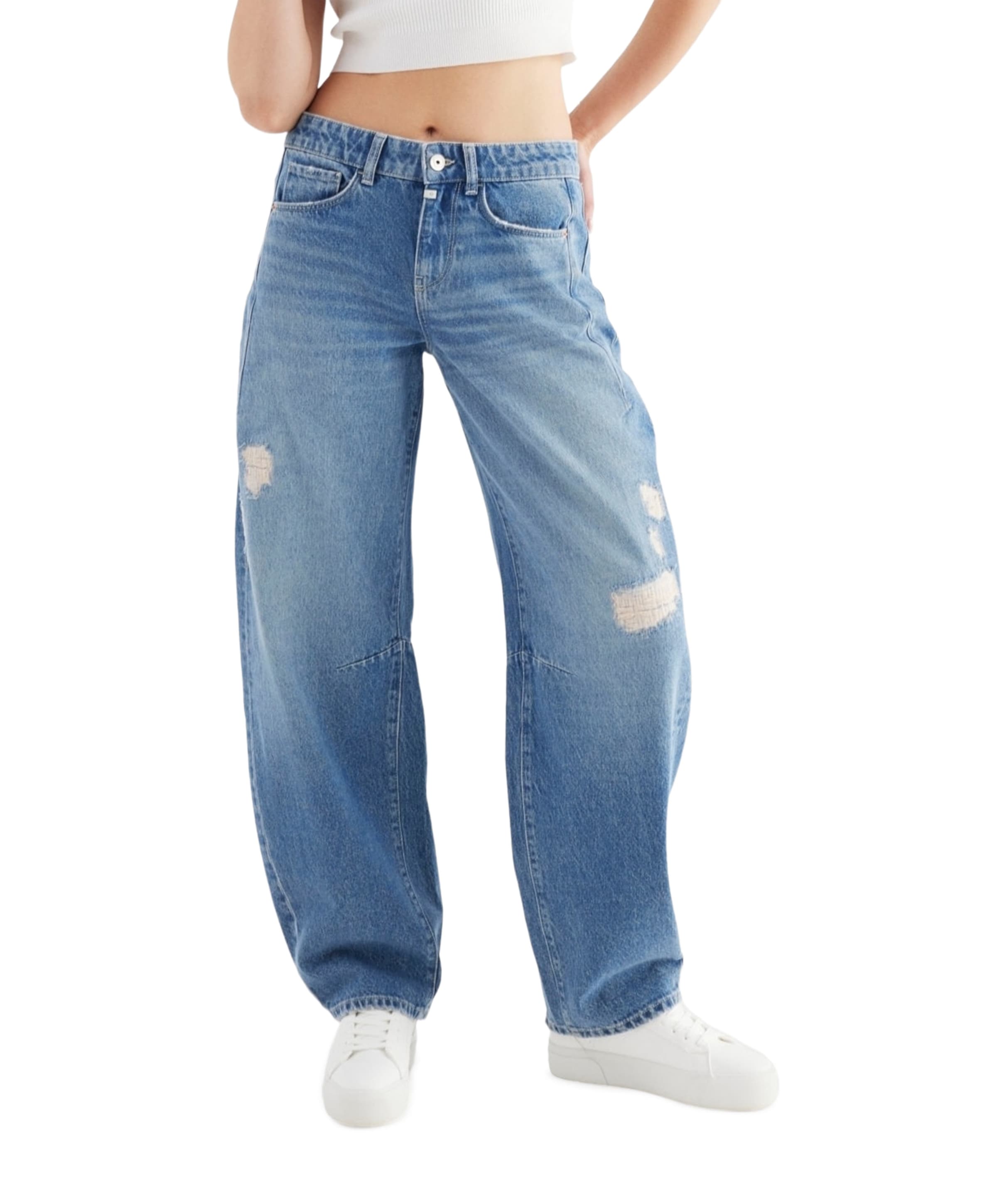 mid waist balloon jeans dames jeans beige