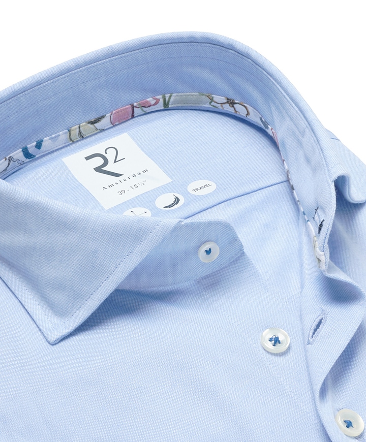 Heren overhemd lange mouw blauw