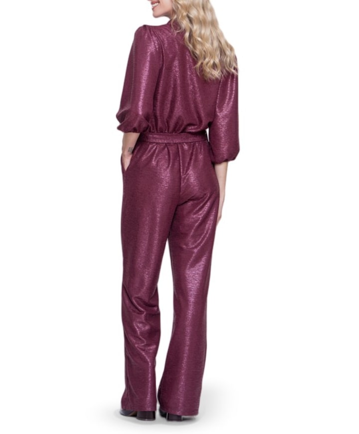 Glitter dames jumpsuit bordeaux
