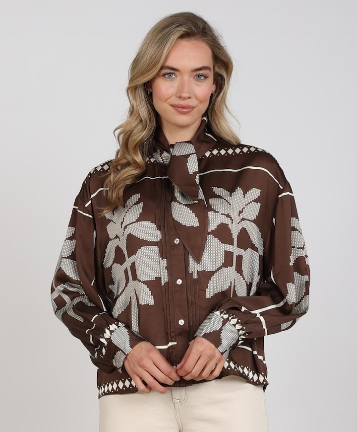 Dames blouse bruin