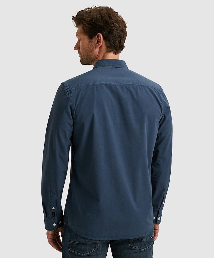 Heren overhemd lange mouw blauw