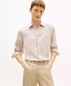 Heren overhemd lange mouw beige