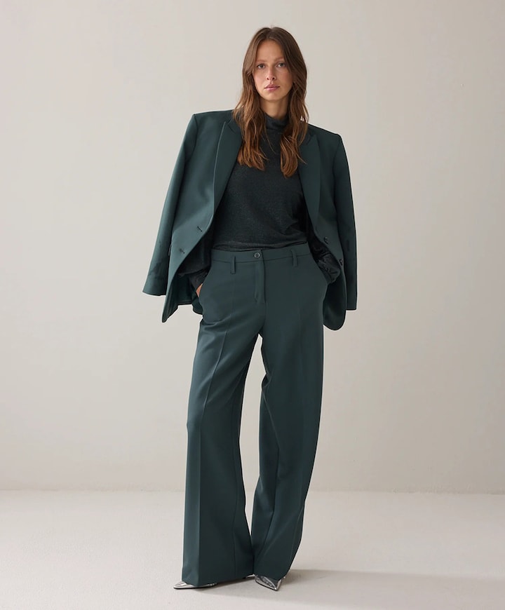 Wide legs foam uni dames broek groen