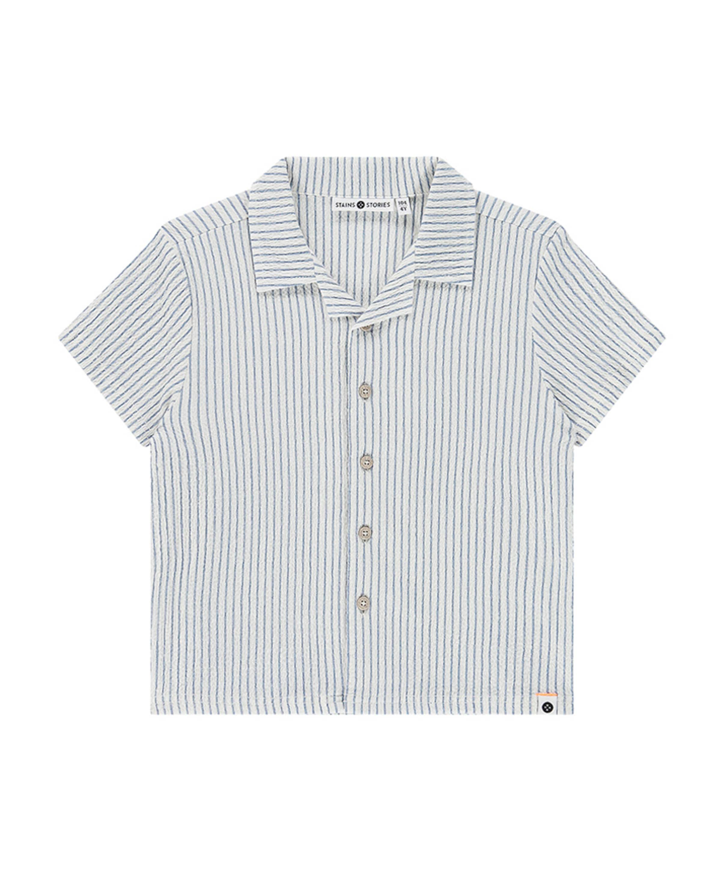 Jongens overhemd korte mouw blauw