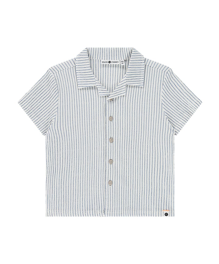 Jongens overhemd korte mouw blauw