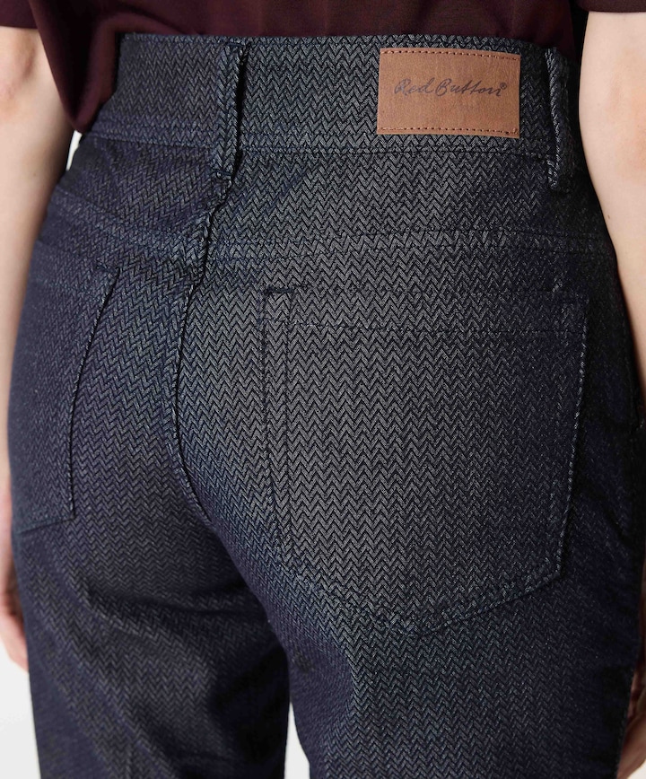 Bibette herringbone dames broek blauw