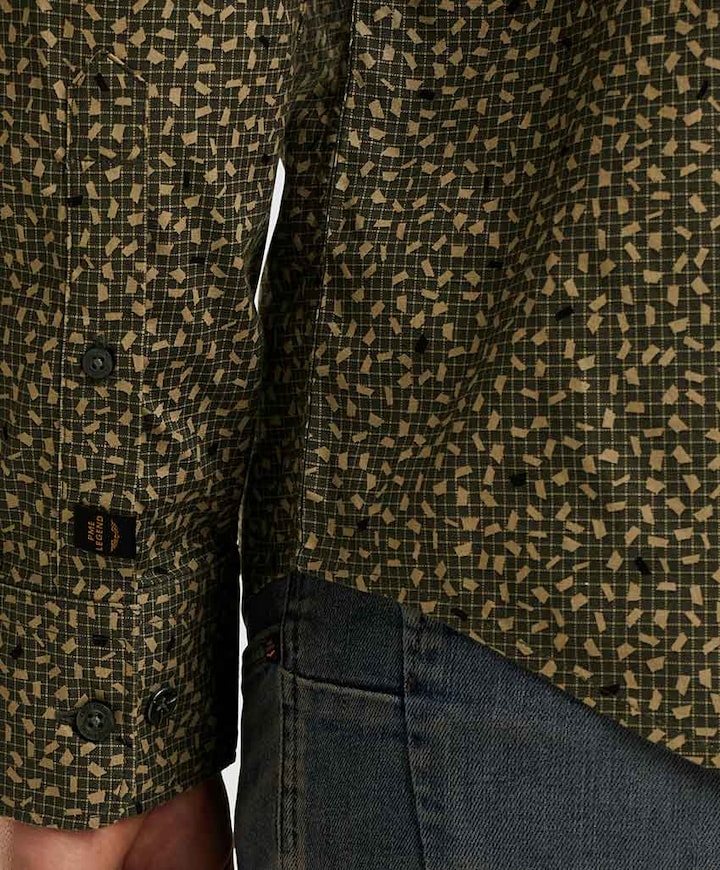 Heren overhemd lange mouw groen