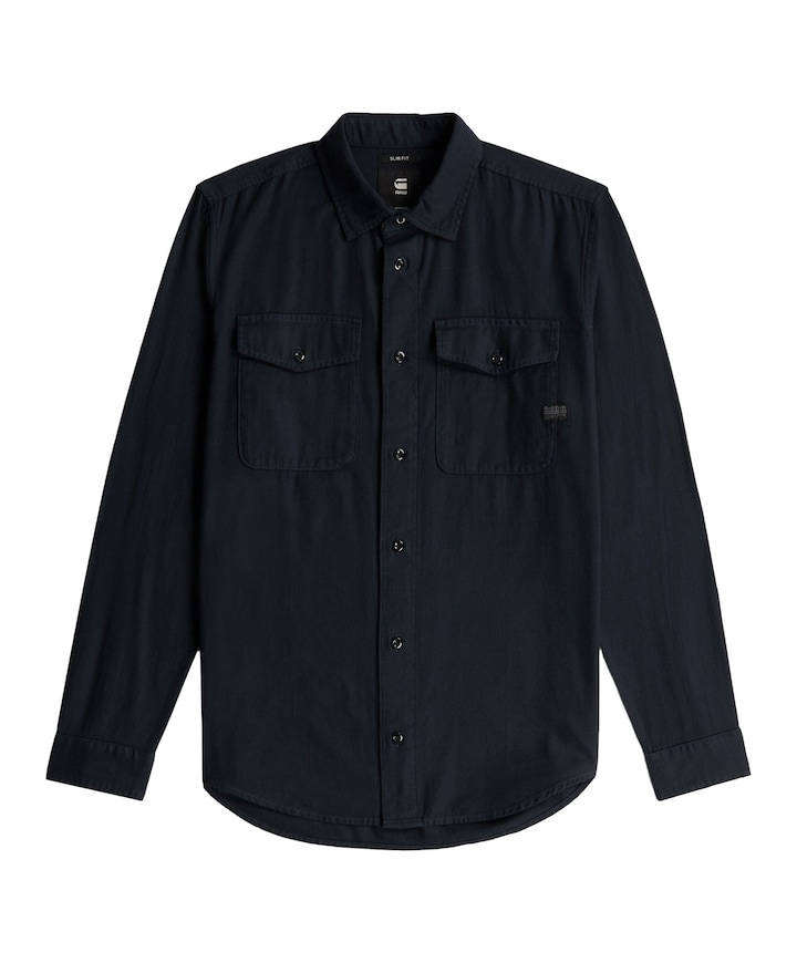 Heren overhemd lange mouw blauw