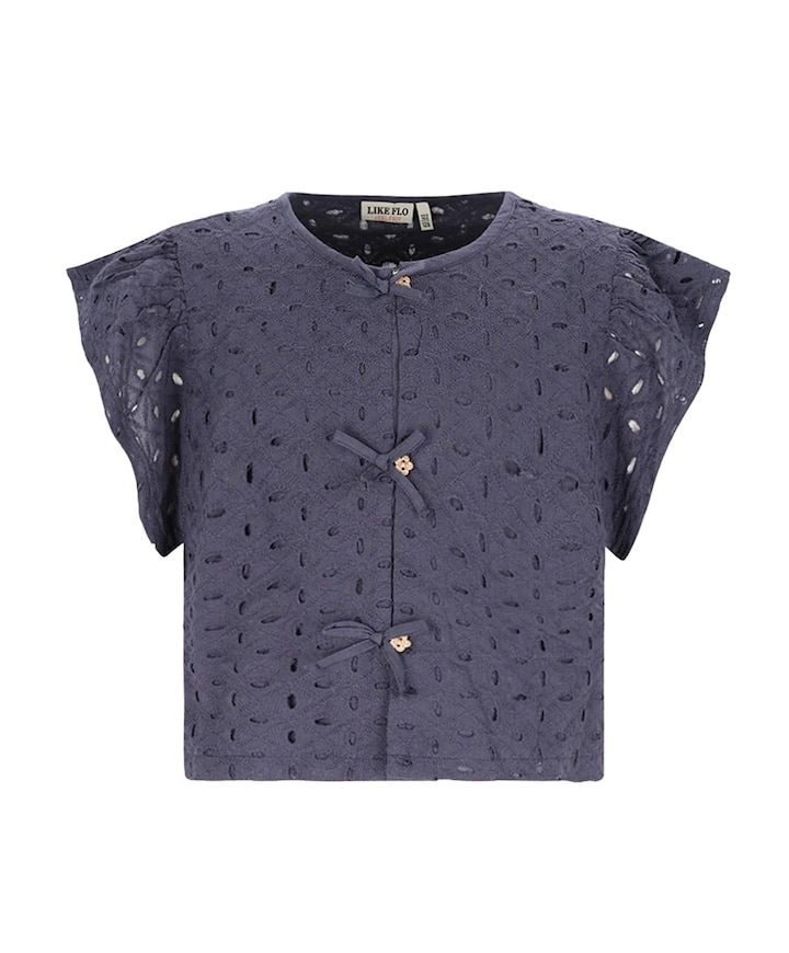 Meisjes blouse korte mouw blauw