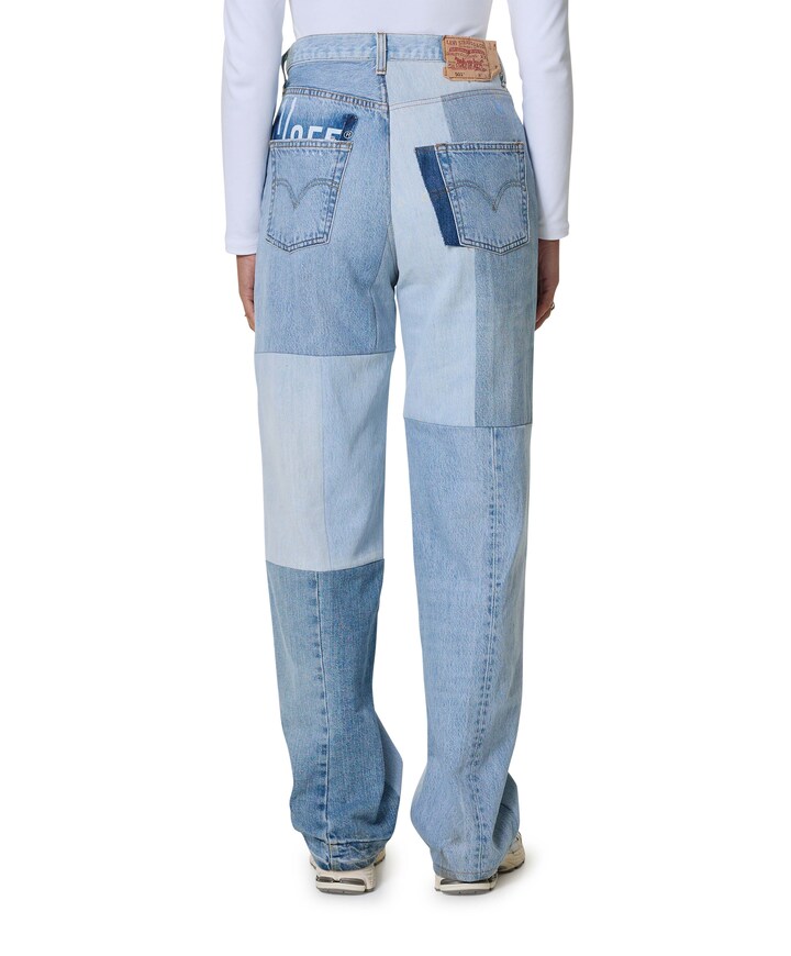 Straight Patchwork jeans blauw