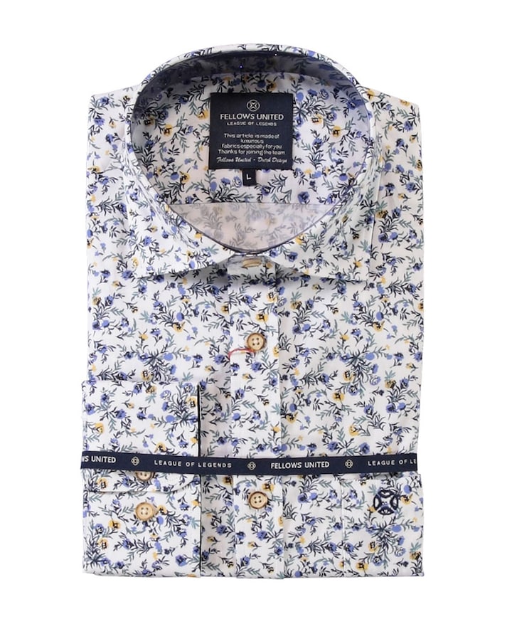 Heren overhemd korte mouw blauw