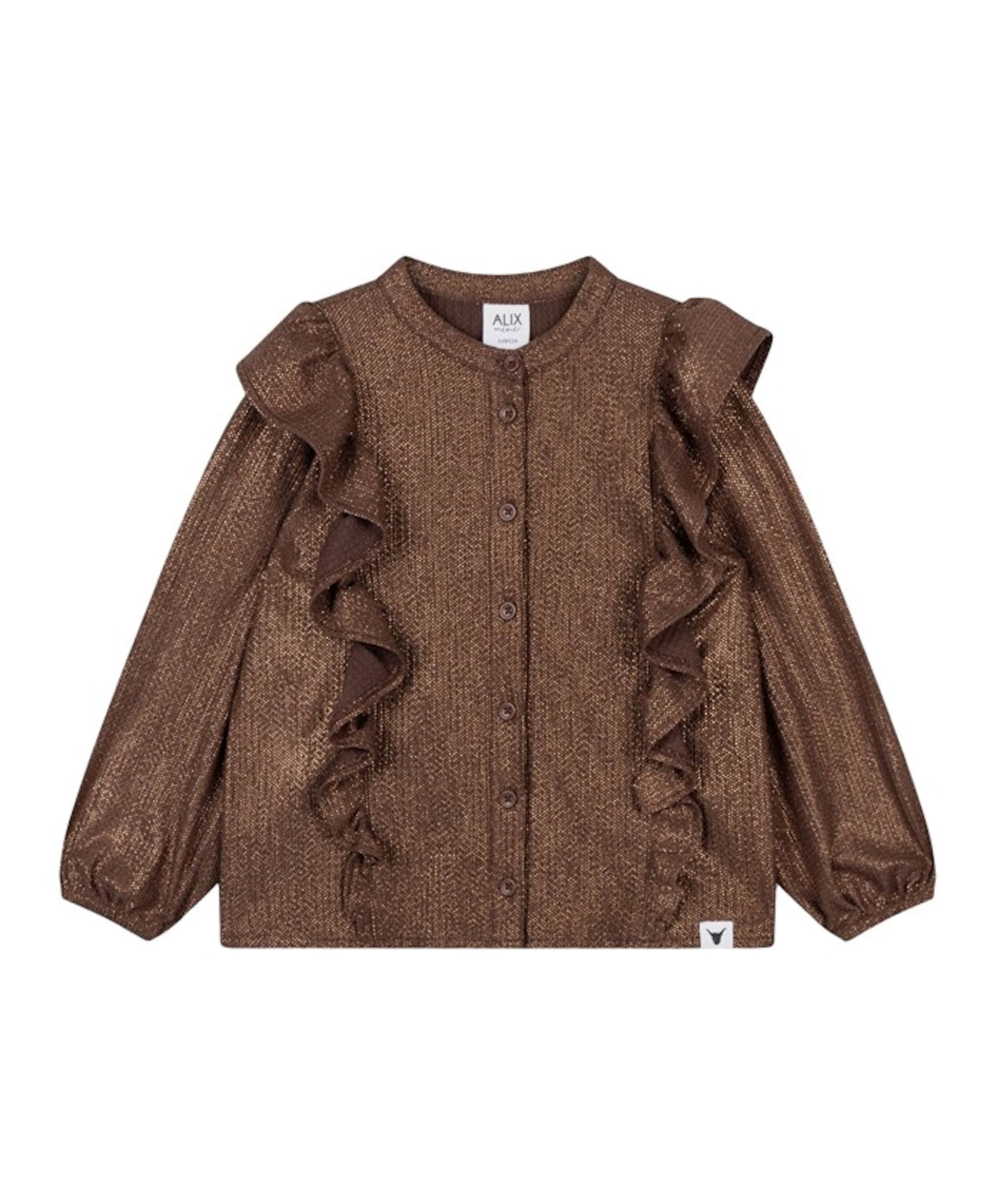 Meisjes blouse lange mouw bruin