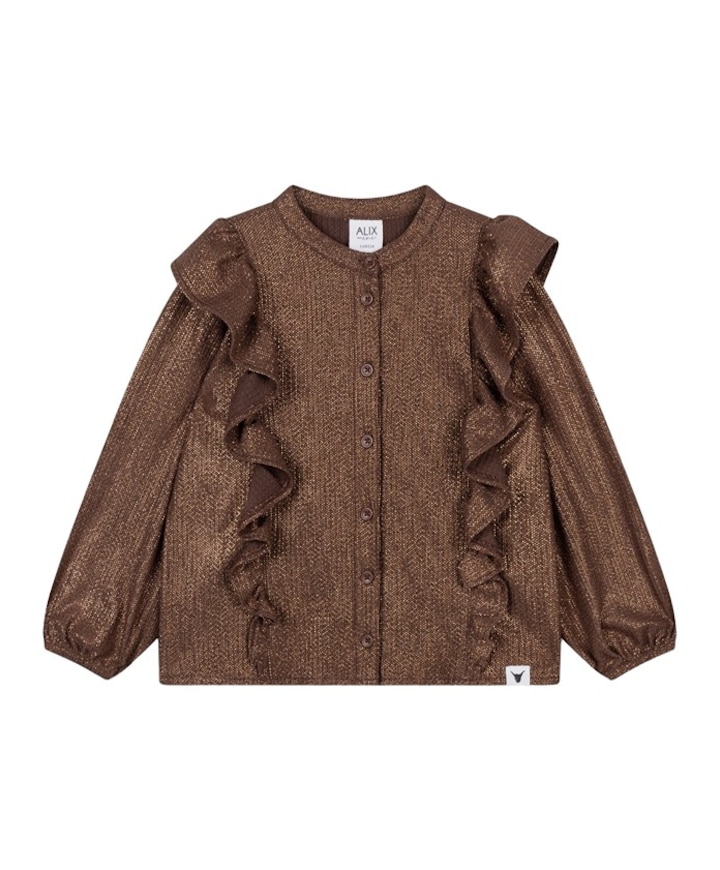 Meisjes blouse lange mouw bruin