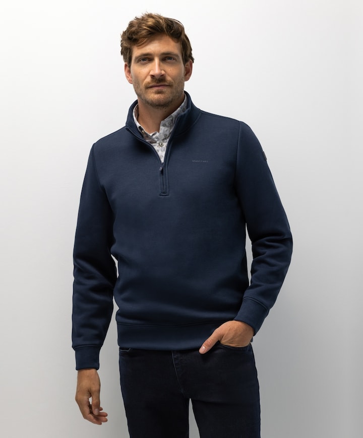 Heren trui met rits blauw
