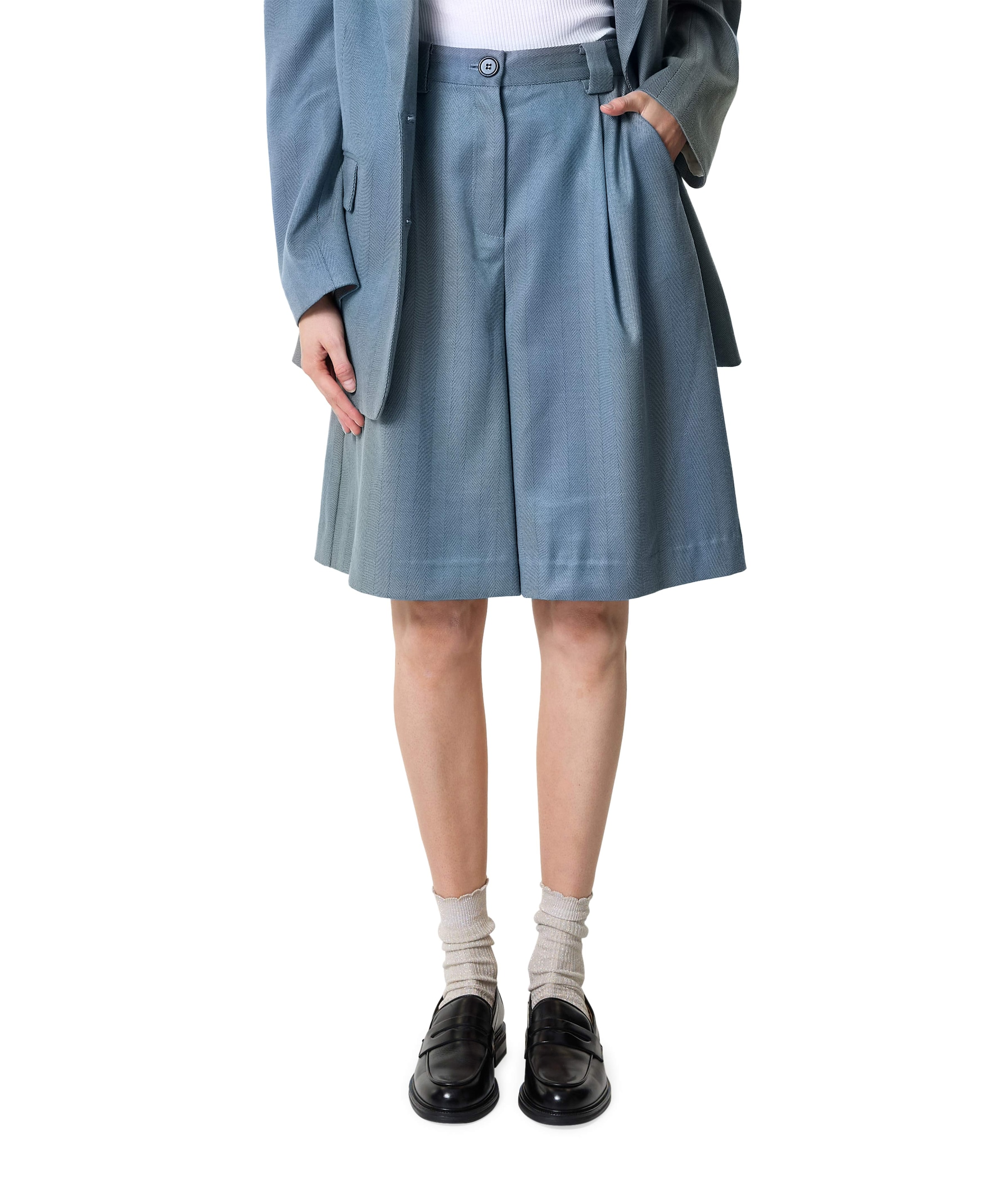 Herringbone dames bermuda blauw