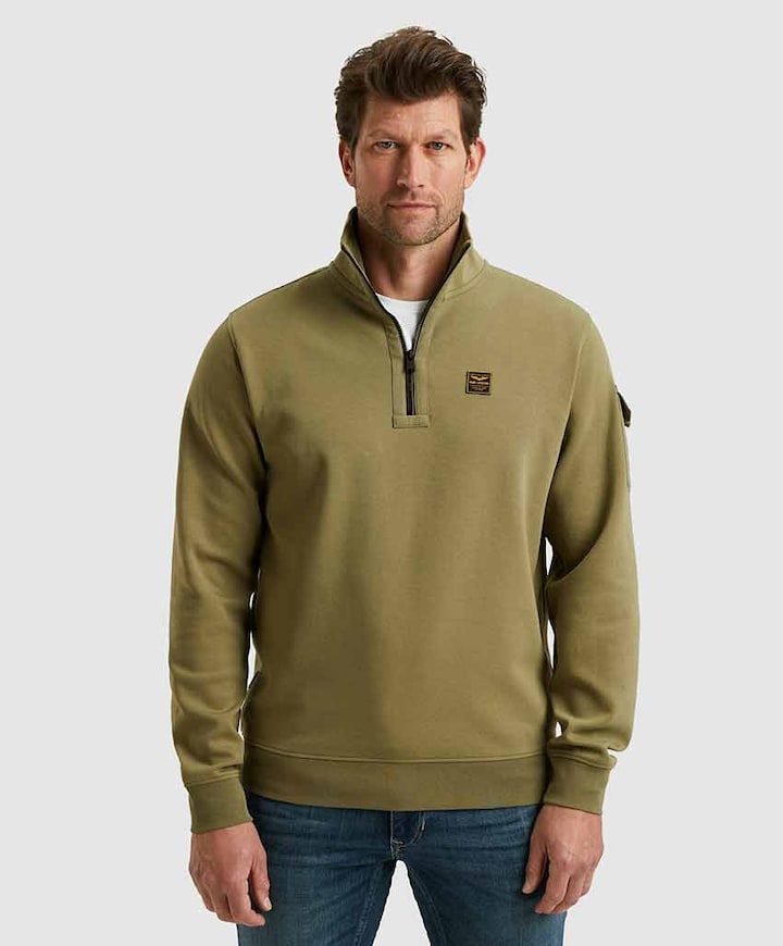 Heren trui met rits groen