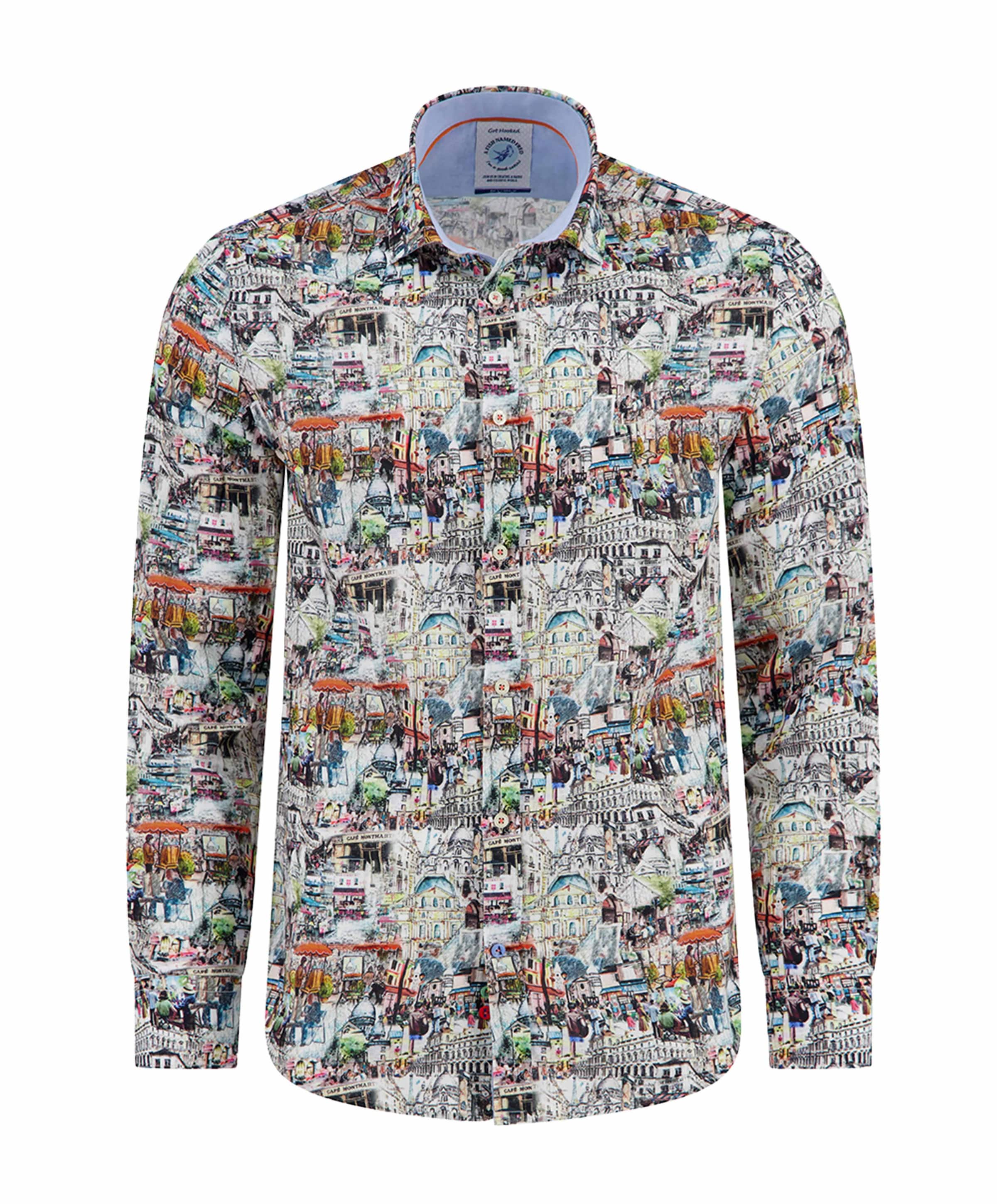 Heren overhemd lange mouw multicolor