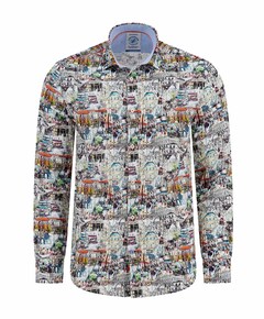Heren overhemd lange mouw multicolor