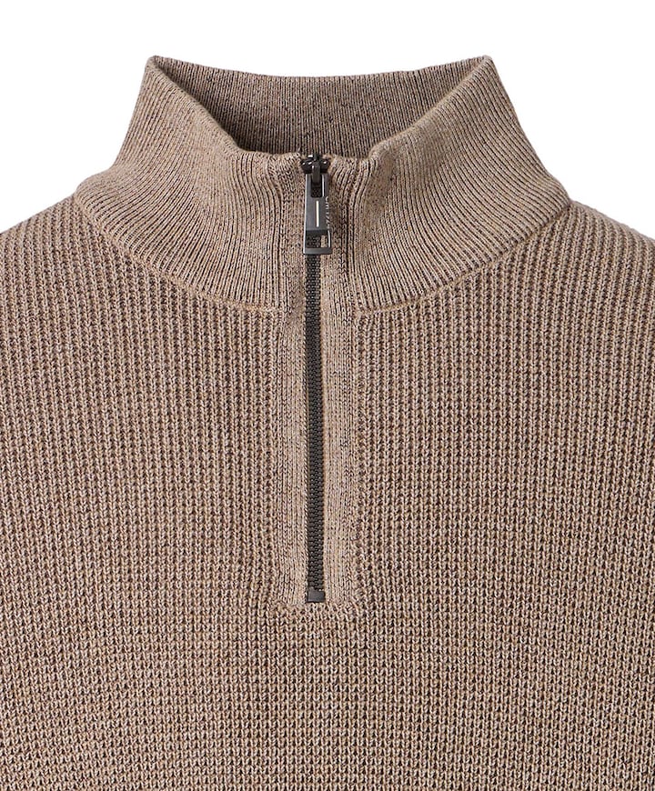 Heren trui met rits beige