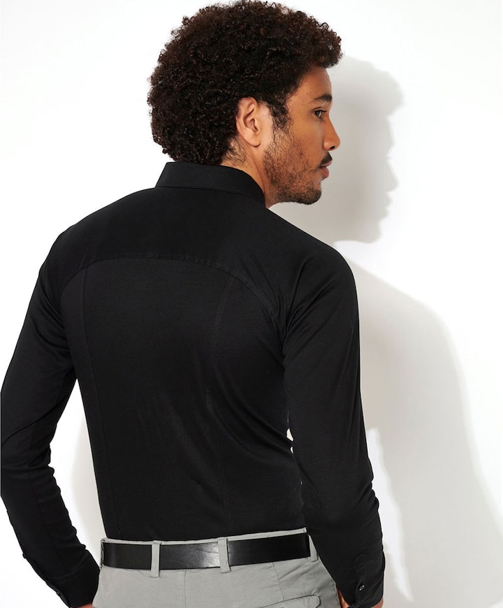 Heren overhemd lange mouw zwart