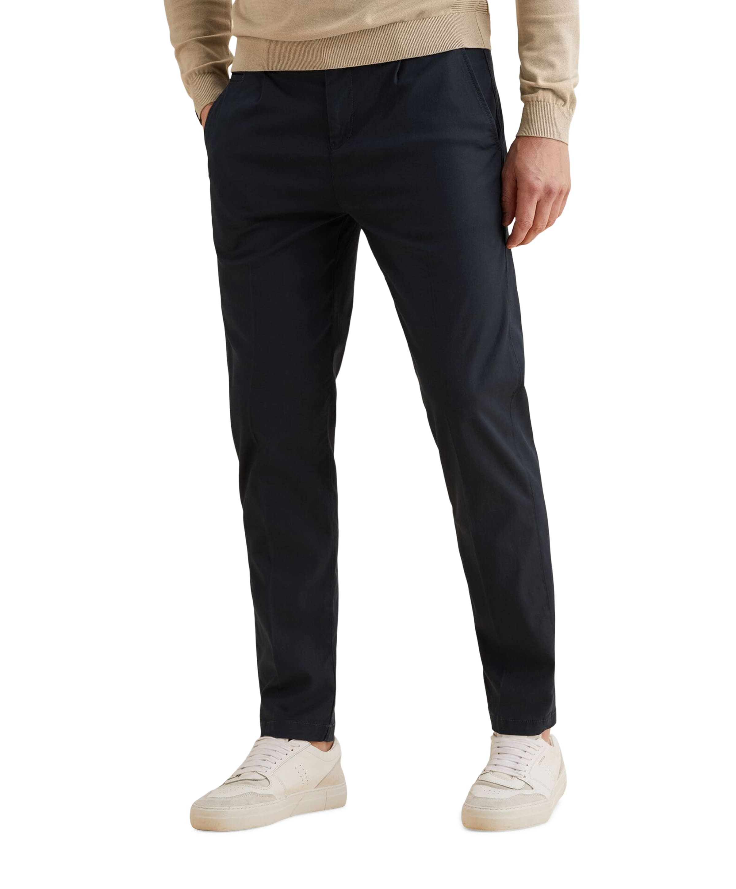 V35 RELAXED CHINO SOFT STRETCH TENCEL heren broek blauw