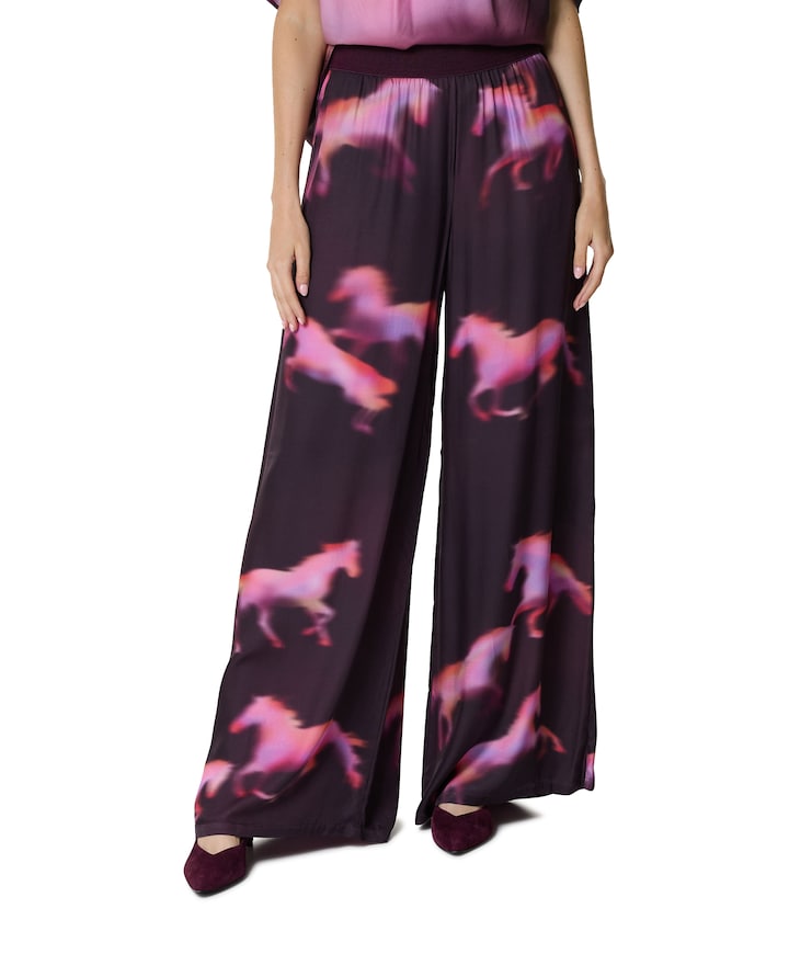 bedrukt-recht dames broek multicolor