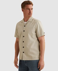 Heren overhemd korte mouw beige
