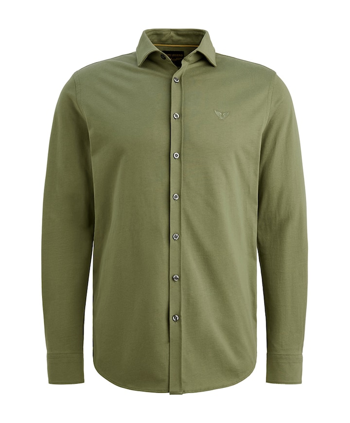 Heren overhemd lange mouw groen