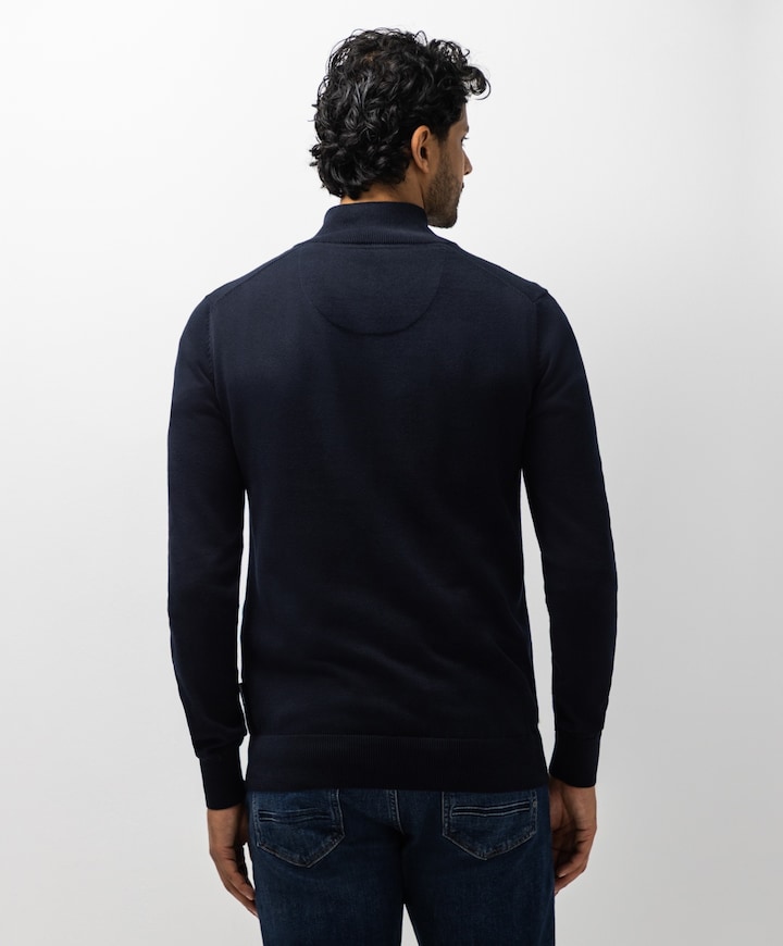 Heren trui met rits blauw