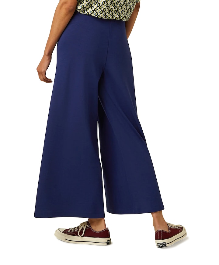 Border Palazzo Cropped Milano Uni dames broek blauw