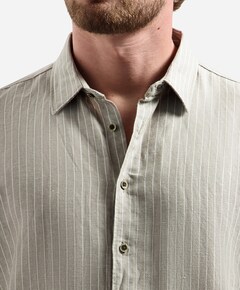 Heren overhemd lange mouw beige