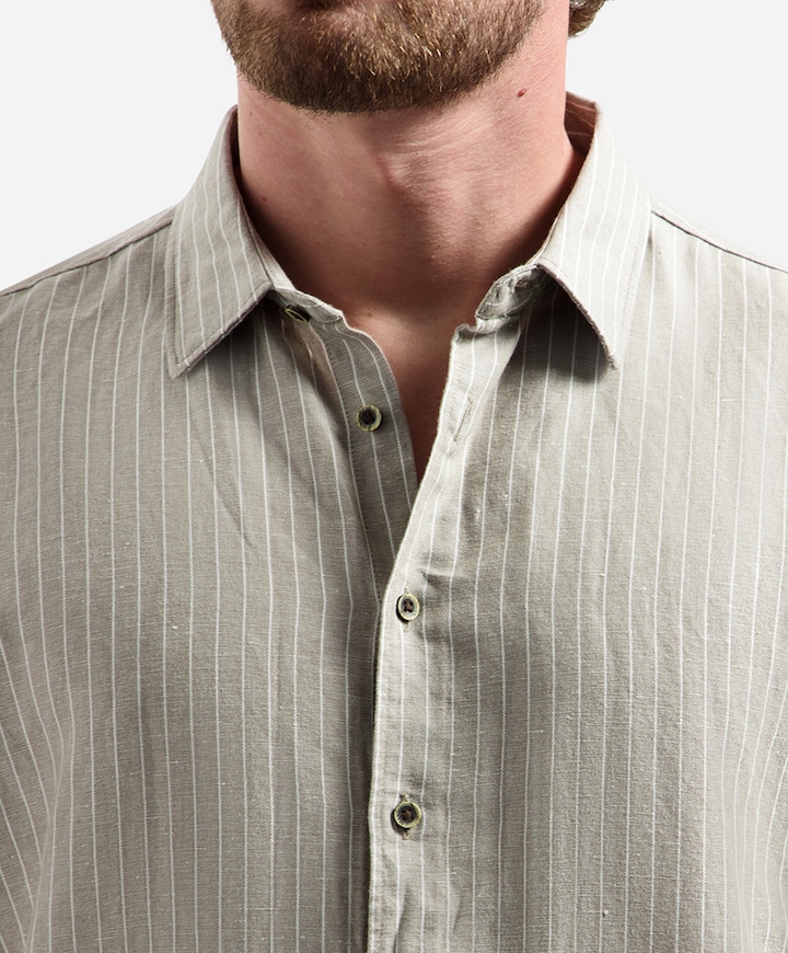 Heren overhemd lange mouw beige