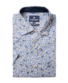 Heren overhemd korte mouw blauw