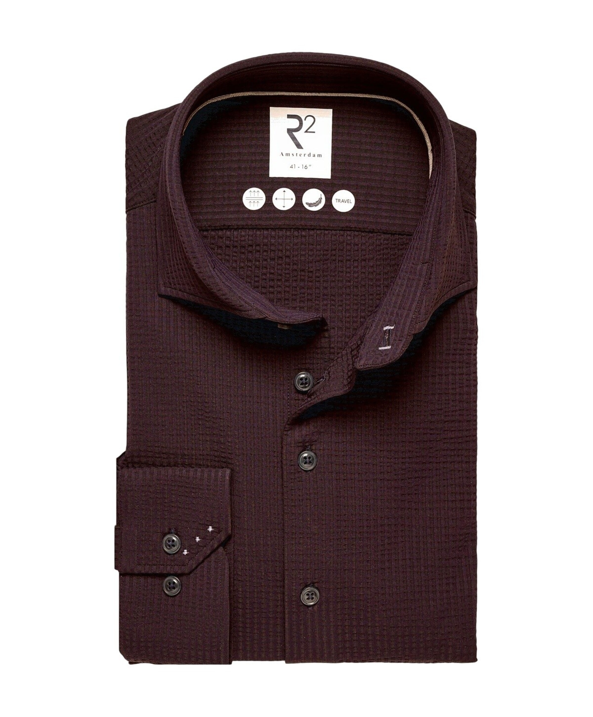 Heren overhemd lange mouw bordeaux