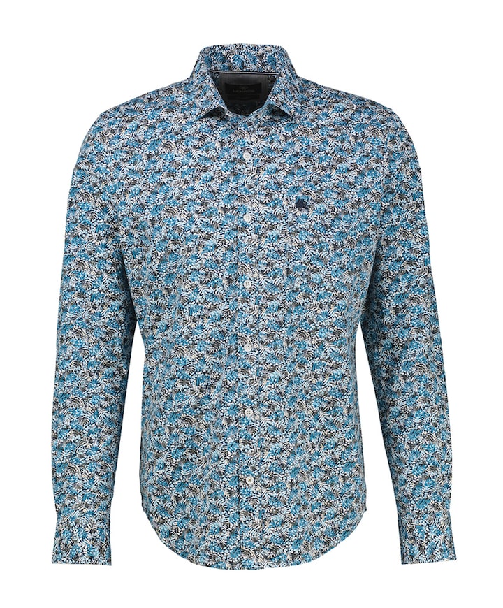 Heren overhemd lange mouw blauw