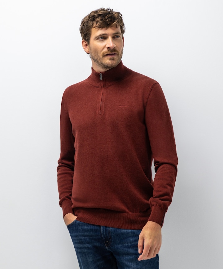 Heren trui met rits rood