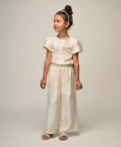 Dansant wide leg meisjes broek ecru